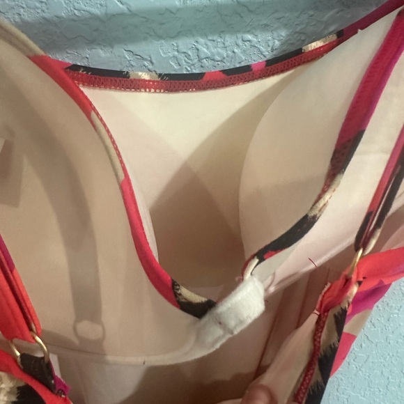 Coco Reef Sunset Red Ruched One Piece Swimsuit with Geometric Design - Picture 6 of 9